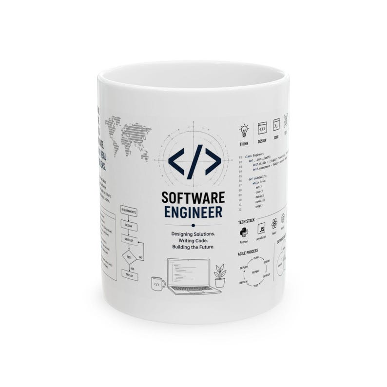 Mug Ingénieur Logiciel, Développeur Logiciel, Cadeau Programmation, Mug Programmeur, Informatique, Cadeau Tech, Mug Développeur, Cadeau STEM image 1