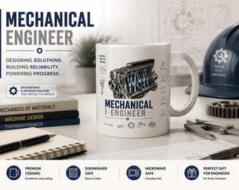 Mechanical Engineer Mug - Engineering Gift for Mechanical Engineers, CAD Designer Coffee Cup, STEM Graduation Gift, Engineer Office Mug