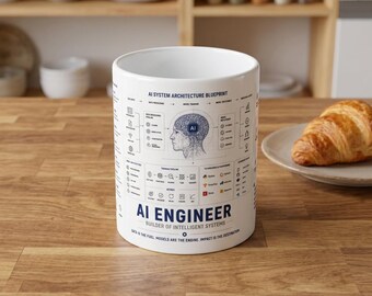 Mug Ingénieur IA, Cadeau Intelligence Artificielle, Mug Ingénieur en Apprentissage Automatique, Mug Développeur IA, Cadeau Apprentissage Profond, Mug Tech, Cadeau STEM