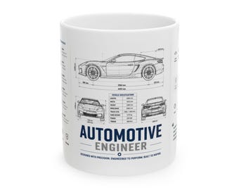 Automotive Engineer Mug, Automotive Engineering Gift, Car Blueprint Mug, Car Designer Gift, Vehicle Engineer Coffee Mug, Auto Engineer Gift