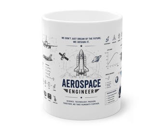 Mug Ingénieur Aérospatial, Ingénierie Aérospatiale, Cadeau Ingénieur, Cadeau Aviation, Ingénieur Spatial, Mug STEM, Cadeau Pilote, Cadeau de Remise de Diplôme