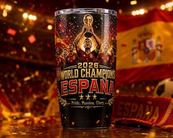 Spain Soccer Tumbler 20oz, España Football Fan Gift, Spanish National Team Travel Cup, Red and Gold Soccer Supporter Gift