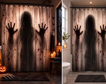 Rideau de douche d'Halloween, Décoration de salle de bain horrifique, Rideau de douche fantôme effrayant, Décoration maison hantée, Rideau de salle de bain effrayant