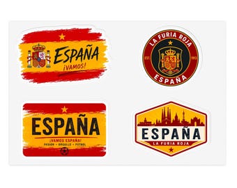 Spain World Cup 2026 Sticker Pack | 4 Spanish Football Fan Vinyl Stickers | Waterproof Decals for Laptop, Car & Bottle | Fast USA Shipping