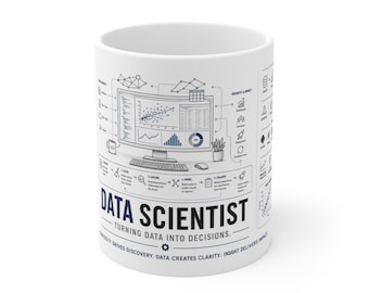 Data Scientist Mug, Data Science Gift, Machine Learning Coffee Mug, Data Analyst Gift, Python Programmer Mug, Analytics Mug, STEM Gift