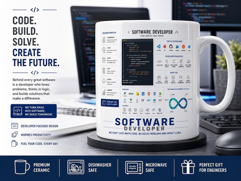 Software Developer Mug, Programmer Coffee Mug, Software Engineer Gift, Coding Mug, Developer Gift, Programmer Gift, Tech Mug, STEM Gift image 1