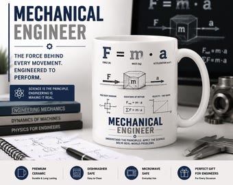Mug Ingénieur Mécanicien, Mug Physique F=ma, Cadeau Ingénieur, Cadeau Ingénieur Mécanicien, Mug Loi de Newton, Mug à Café Ingénieur, Cadeau STEM