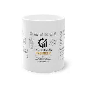 Taza de ingeniero industrial, Ingeniería industrial, Regalo para ingeniero, Lean Six Sigma, Ingeniero de procesos, Regalo STEM, Taza de café para la oficina, Kaizen