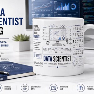 Data Scientist Mug, Data Science Gift, Machine Learning Coffee Mug, Data Analyst Gift, Python Programmer Mug, Analytics Mug, STEM Gift