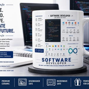 Tazza per sviluppatori software, tazza da caffè per programmatori, regalo per ingegneri del software, tazza per programmazione, regalo per sviluppatori, regalo per programmatori, tazza tecnologica, regalo STEM