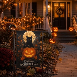 Halloweenträdgårdsflagga, kusliga Halloween-dekorationer utomhus, verandadekor, trädgårdsdekor, snabb leverans inom USA