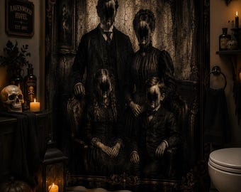 Rideau de douche d'Halloween, portrait victorien hanté, décoration de salle de bain gothique, rideau de douche d'horreur, décoration de maison hantée