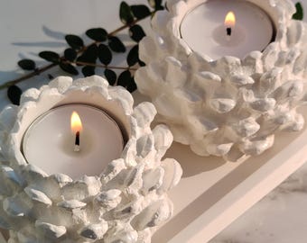 Handmade set of 2 Pinecone Tea Light Holder: Nordic Christmas Decor