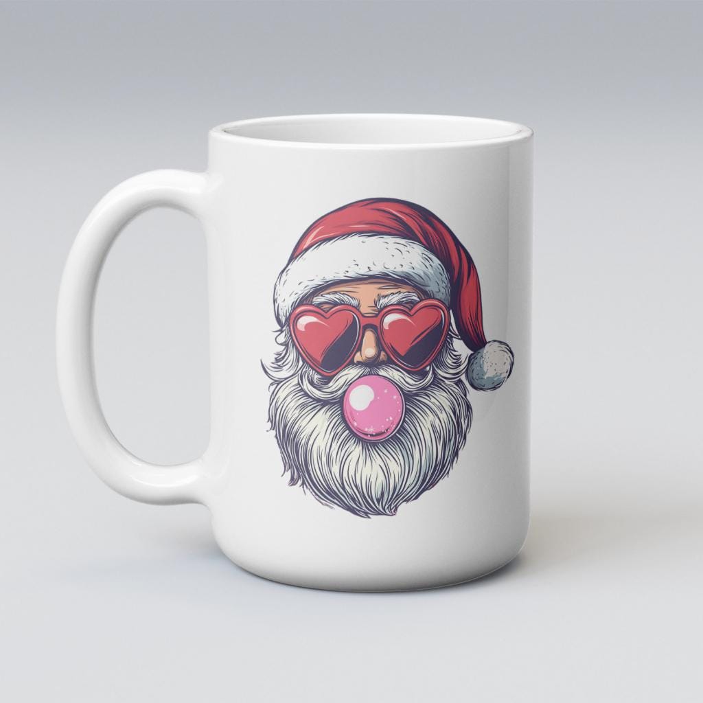 バブルガムを吹くレトロなサンタ PNG、クリスマスサンタ PNG