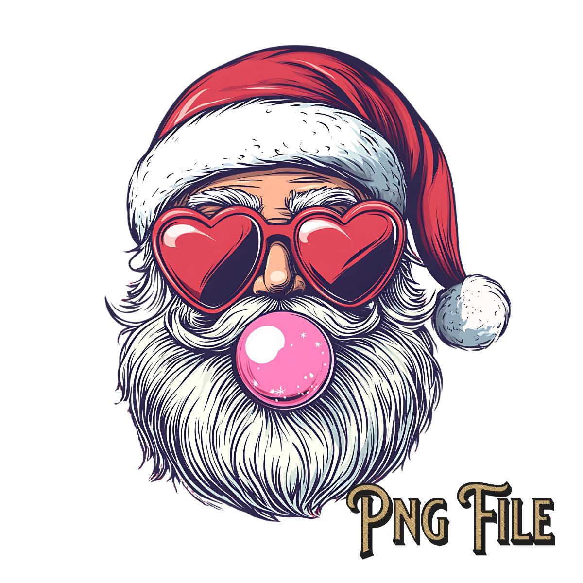 バブルガムを吹くレトロなサンタ PNG、クリスマスサンタ PNG