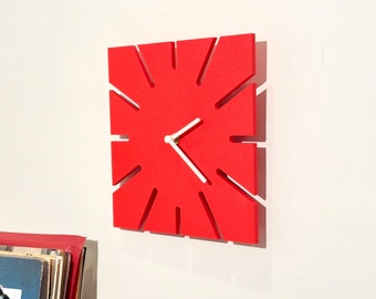 Modern Clock Square Minimalist Design Silent Quartz Movement Home Decor Bold Colors Vintage Style