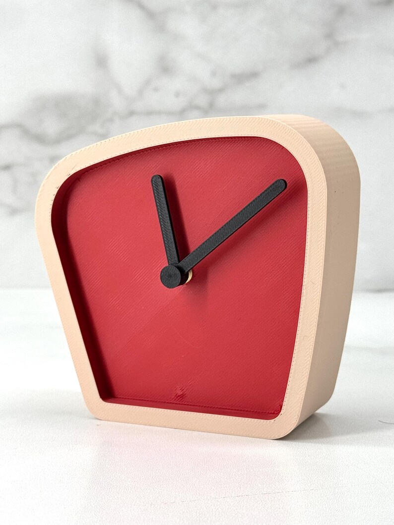 Rounded Rectangle Clock Modern Desk Clock – Minimalist Home Decor Accent With Gold Hands ...