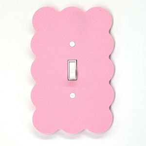 Pastel Pink Scalloped Light Switch Cover Double Rocker Plate | Custom Nursery Wall Plate | Baby Girl Shower Decor | Modern Kids Room Switch
