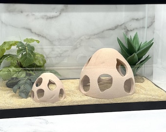 Aquarium Reef Ball Hide | Concrete Terrarium Decor for Fish, Shrimp & Reptiles | Natural Tank Shelter for Aquatic Pets