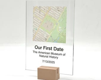 Custom Wooden Map Engraved Plaque – Personalized Coordinates Gift for Couple, Anniversary, Wedding or First Date – Custom Location