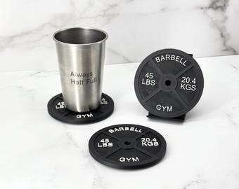 Conjunto de 3 porta-copos para anilhas - Porta-copos antiderrapantes para academia - Presente ideal para praticantes de fitness e musculação, decoração para academia em casa, acessórios de treino