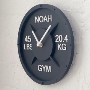 Reloj de pesas personalizable, decoración de gimnasio personalizada, reloj de pared para entusiastas del fitness, regalo personalizado para sala de ejercicios, decoración del hogar