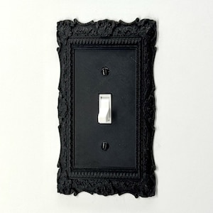 Viktorianische Wandplatten Abdeckung Set - Schwarze Lichtschalter & Steckdosenabdeckungen für Kippschalter, Wippschalter, Steckdosenleiste - Dekorativer Vintage Stil #2