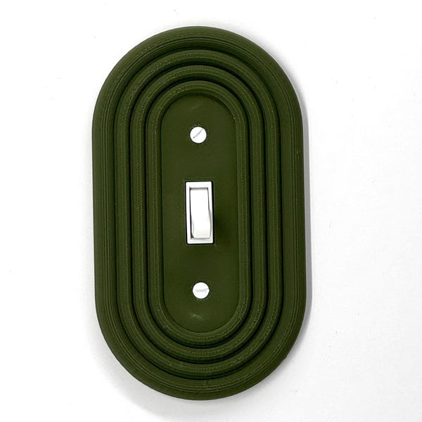 Tapa ovalada para interruptor de luz de estilo moderno de mediados de siglo - Disponible en múltiples configuraciones / Placa de pared elegante y funcional