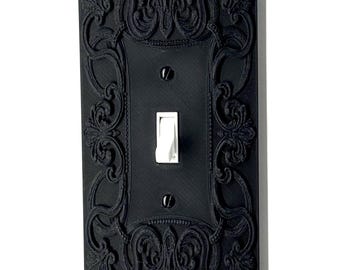 Victorian Style Black Light Switch Outlet Cover Plates – Ornate Decorative Wall Plate for Toggle, Rocker, Duplex Outlets #4