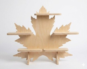 Maple Leaf Sculptural Wooden Shelf – Minimalist Plywood Display for Plants, Books & Decor