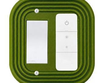 Mid Century Modern Light Switch Cover, Army Green MCM Switch Plate with Remote Holder, Fits Philips Hue Dimmer Switch