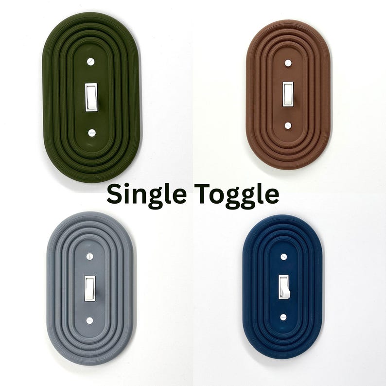 Moderne ovale lichtschakelaarafdekking uit het midden van de eeuw - verkrijgbaar in meerdere configuraties | Stijlvolle en functionele wandplaat Single Toggle Cover