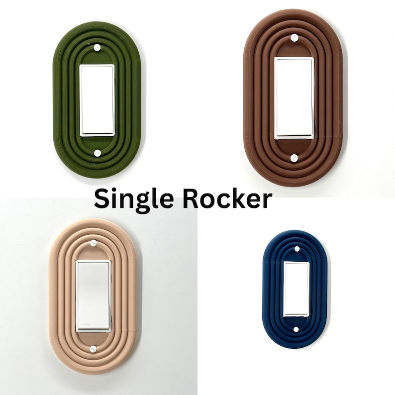 Moderne ovale lichtschakelaarafdekking uit het midden van de eeuw - verkrijgbaar in meerdere configuraties | Stijlvolle en functionele wandplaat Single Rocker