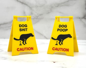 Mini “Dog Poop Caution” Sign | Funny Yard & Desk Decor | Pet Humor Gift for Dog Owners