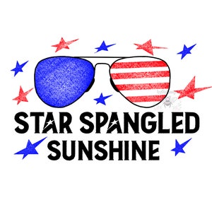 Star Spangled Sunshine PNG digital download USA Fourth of July sublimation design