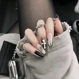 Gothic Chic False Nails | Press-On False Nails | Gift for Her | Nails for Women | Press on Nails | Glue on Nails | Dark Gothic Style Nails