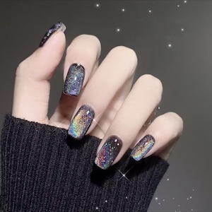 Night Sky False Nails | 24 Pcs Press on Nails | Press on Nails Long | Acrylic Glue on Nails | Gift for Her | False Nails for Women