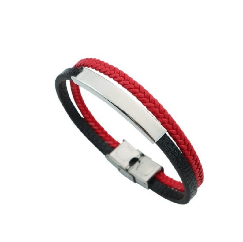 Bracelet cuir or argent créateur 21 cm bracelet cuir homme femme