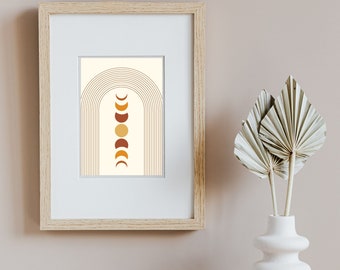 Boho Printable Wall Art with Moon Phases, Printable Wall Art for Bedroom, Boho Bedroom Decor, Simplistic Boho Wall Art, Moon Phases Wall Art