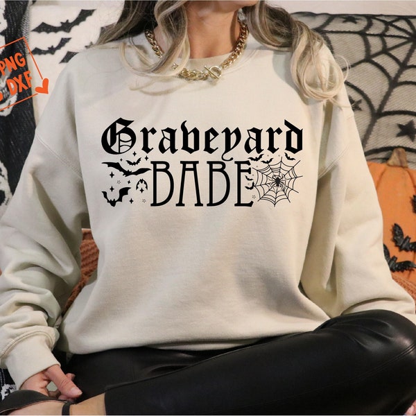 Graveyard Babe Svg, Spooky Babe Svg, Spooky Vibes Svg, Bat Svg, Witch Svg, Witchy Svg, Gothic, Spooky Mom Svg, Goth Mom Svg, Retro Halloween