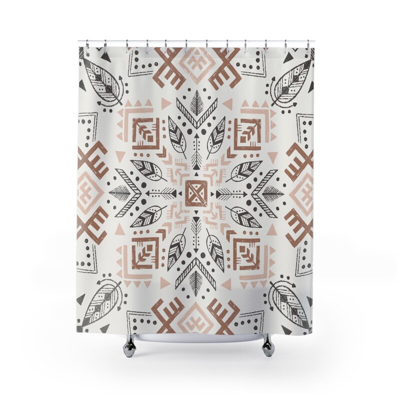 Aztec Design Shower Curtain BOHO Shower Curtain Aztec Decor Aztec