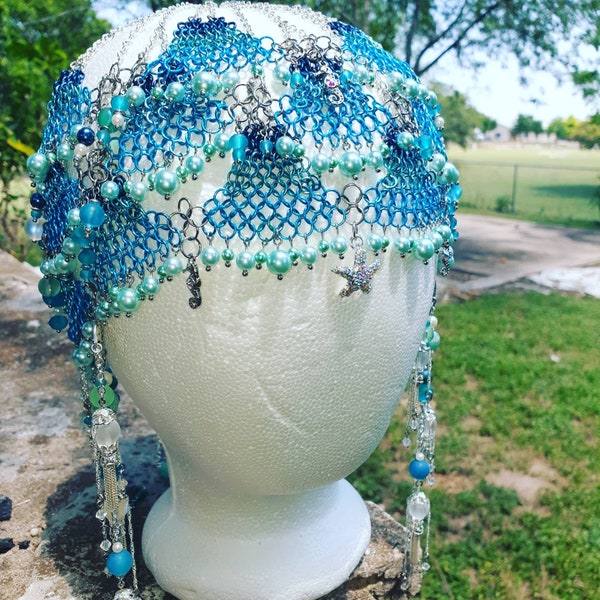 Beutiful Ocean Chainmail Headress