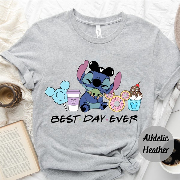 Best day ever Stitch snacks shirt, Disney Stitch Baby Yoda shirt, Disney trip shirts, Disney world, Disneyland tee, Mickey Ears Shirt