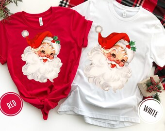 Retro Santa Shirt, Christmas Sweatshirt, Women Christmas Santa Shirts, Cute Vintage Santa Shirt, Classic Christmas Shirt, Christmas Pullover