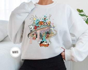 Disney Epcot Sweatshirts , Vintage Epcot 1982 Sweatshirts , Mickey And Friends, Disney family trip matching Sweatshirts