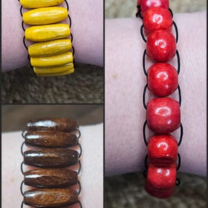 Fidget and Pull Bracelet with Wooden Beads