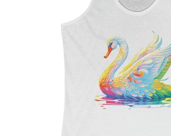 Womens Rainbow Tank Top Orlando Swan Lake Eola LGBTQ Pride Fest Racerback Soft Vintage White Shirt Tee Cotton Gay Lesbian Next Level 1533