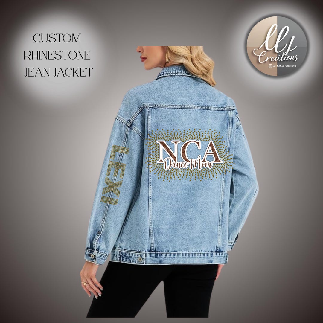 Custom Rhinestone Jean Jacket — Light Wash - Etsy