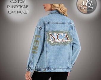 Custom Glitter/Rhinestone Jean Jacket — Light Wash