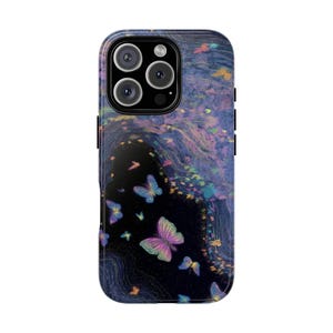 Tough Cases, Butterfly Inspired Phone Case, Sparkly Pattern, Uniqe Phone Case, Purple Aesthetic,